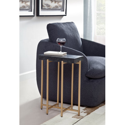 Ayvaz 24'' Tall Genuine Marble Top End Table