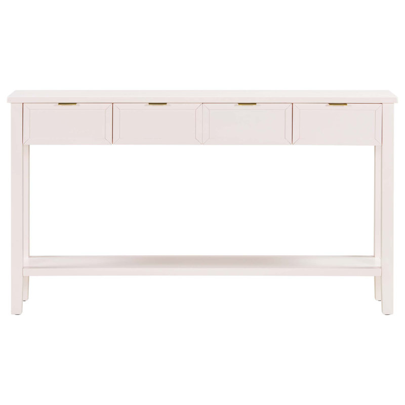 Modern 4-Drawer Console Table, White