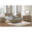 Mobilier de chambre à coucher de style rustique avec motif de lignes de lit moderne patiné avec finition en pin vieilli 1pc