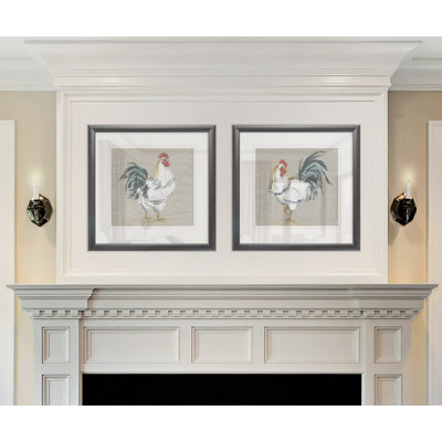 " Linen Rooster I " 2 - Pieces