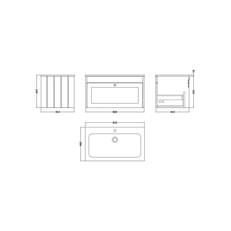 Mankato Bathroom Vanity, Soft Black, 805 cm, Grey/White