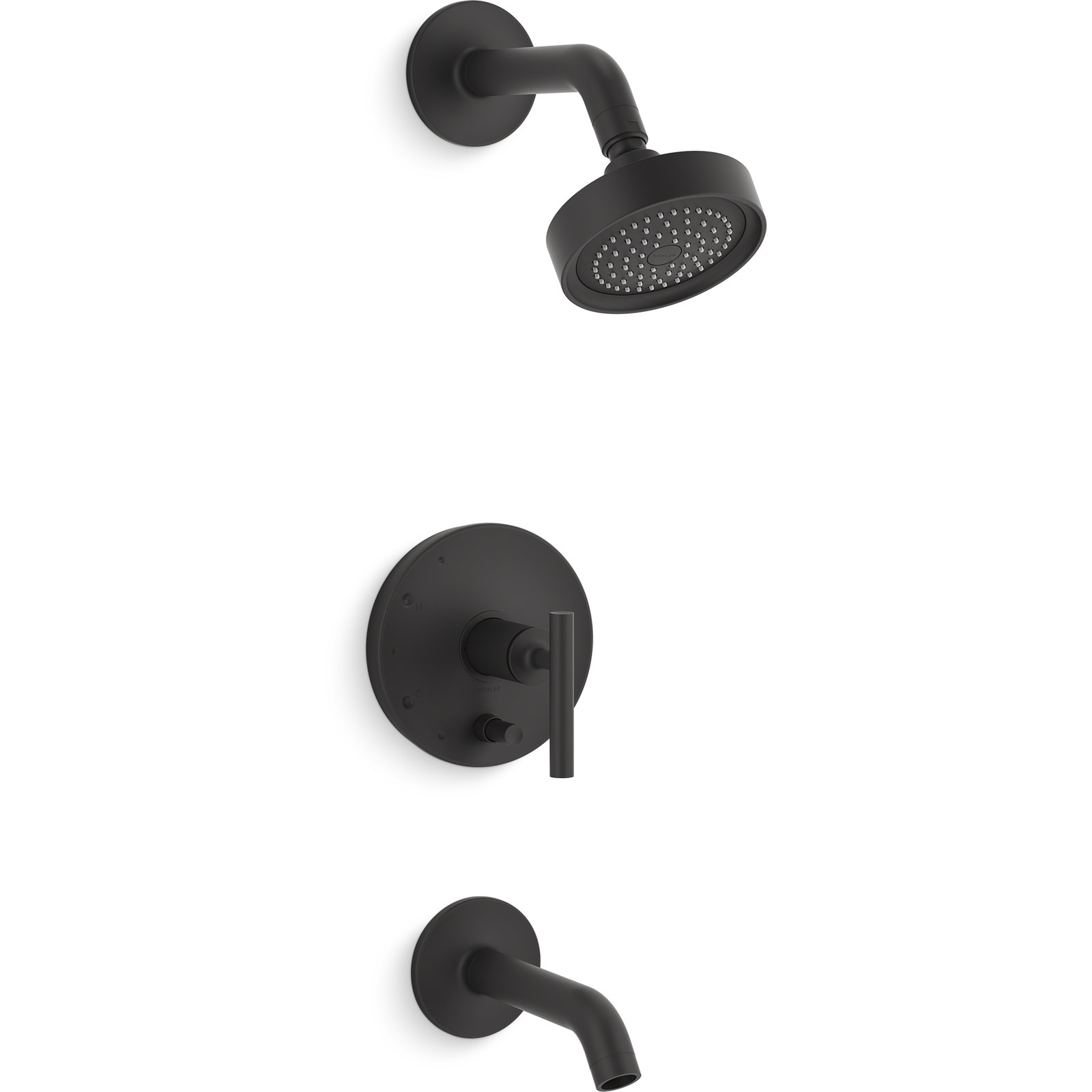 Purist Pressure-Balancing Thermostatic Tub and Shower Faucet, Lever Handle, Matte Black, 2.5 GPM