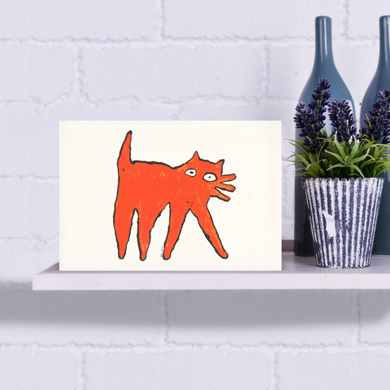 Art mural abstrait chat orange, H 12 po x l 18 po