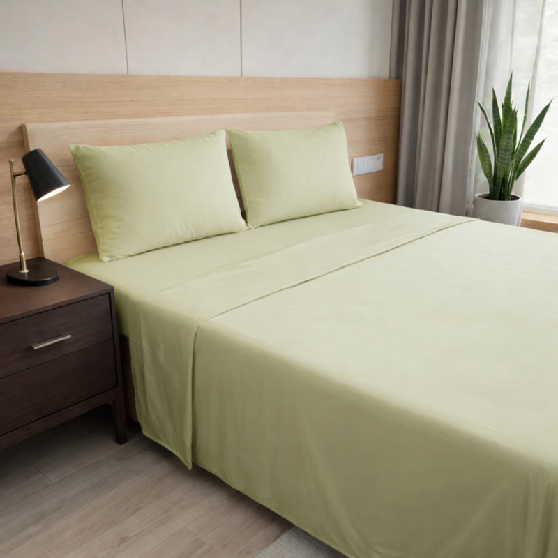 Ultra Soft Bamboo Sheet Set - 4 Pc Set - Wrinkle Resistant - Cooling Sheets with Deep Pockets, Light Olive