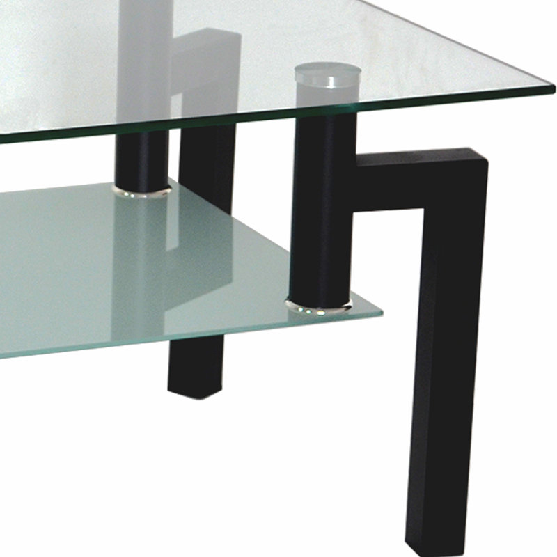 Table basse rectangulaire en verre, table basse transparente, tables d'appoint modernes , Transparent / Gris