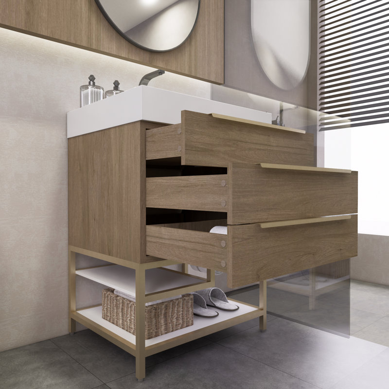 Meuble-lavabo simple 24 po Crooke, Chêne clair