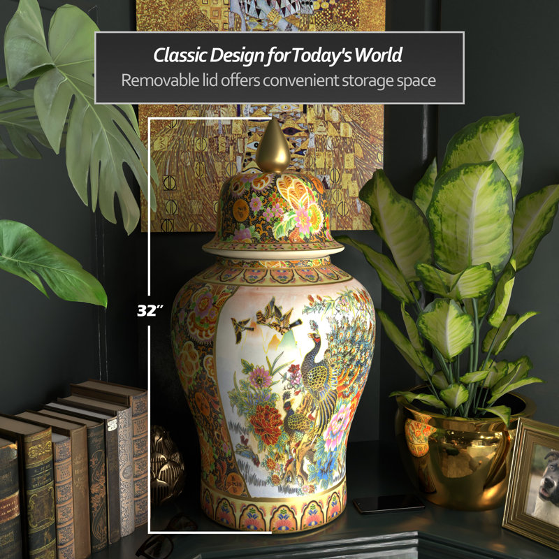 Timeless Chinese Temple Jar, 32", Satsuma