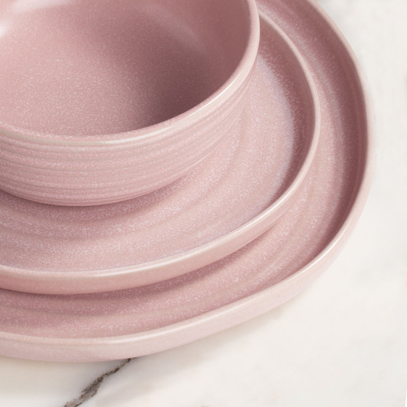Ensembles de vaisselle et assiettes 12 pièces Famiware Pluto, Rose clair