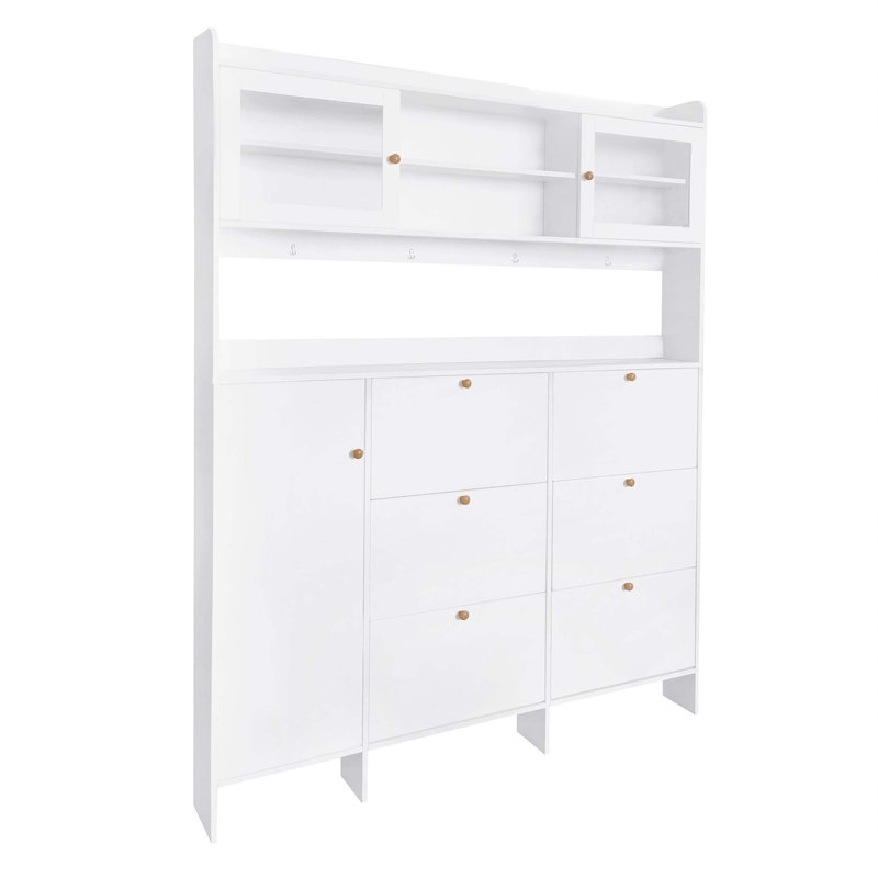 Hall Tree 62.1'' Wide with Shoe Storage, White
