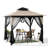 Sunjoy 9 ft. x 9 ft. Gazebo with 2-Tier Canopy Roof, Steel Frame Soft top Gazebo with Ceiling Hook and Mosquito Netting-112473393