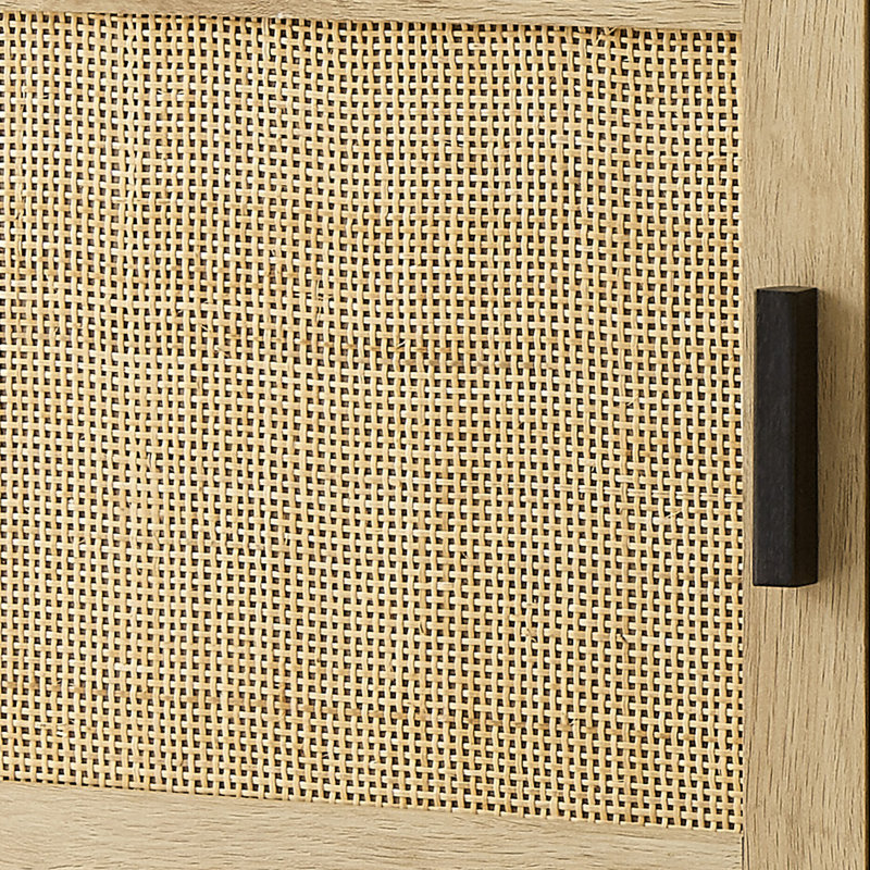 Bibliothèque standard H 75,6 "x l 39,4" Addisyn avec portes en rotin