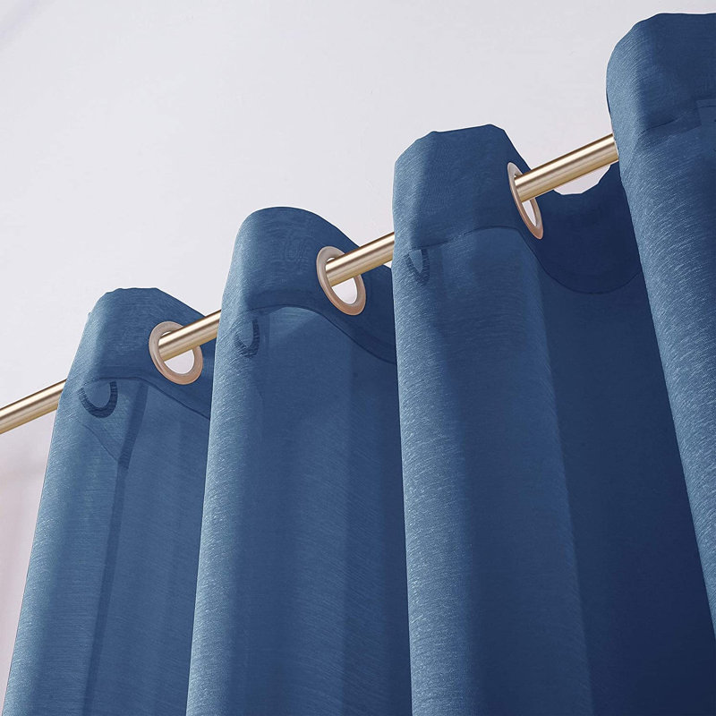 Makeira Semi Sheer Curtain Pair, Blue, 2 Panels