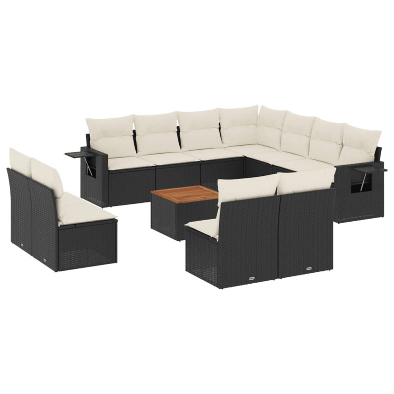 Vidaxl Garden Sofa Set Black, Cream White