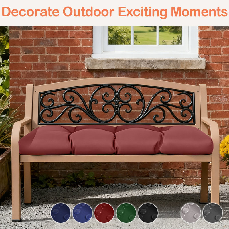 42"x16"x4" Bench Cushion,Waterproof Tufted and Slip-Resistant Comfortable Indoor/Outdoor for Furniture Seat Cushion,Red, Red