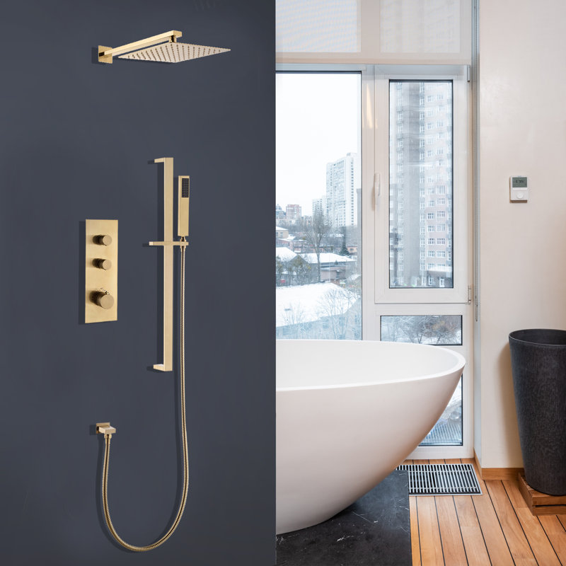 Shower System with Rough-in Valve, Gold
