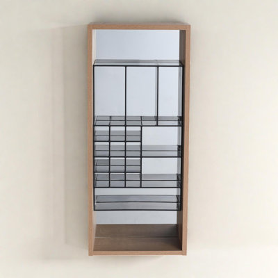 Armoire de rangement murale pour salle de bain avec dossier en miroir et organisateur amovible en acrylique