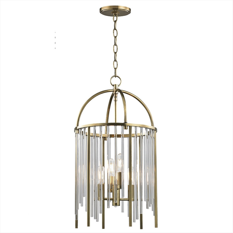 Aged Brass 4-Light Indoor/Outdoor Crystal Pendant
