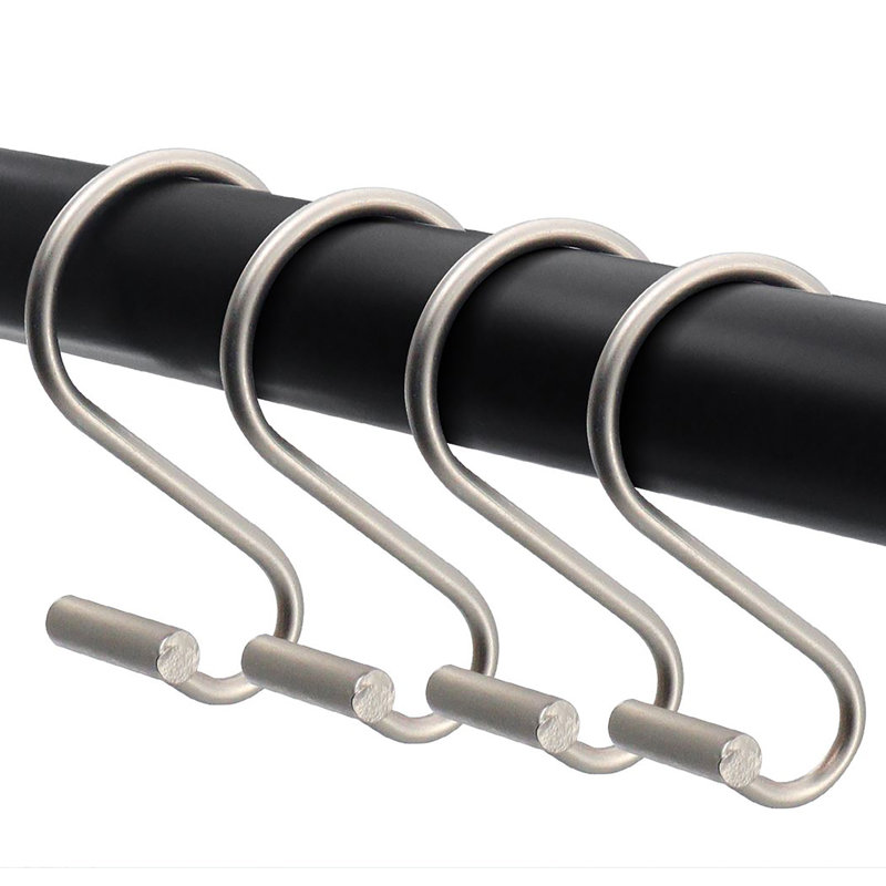 Ensemble de 12 pièces - Anneaux de rideaux de douche robustes en forme de S en métal antirouille