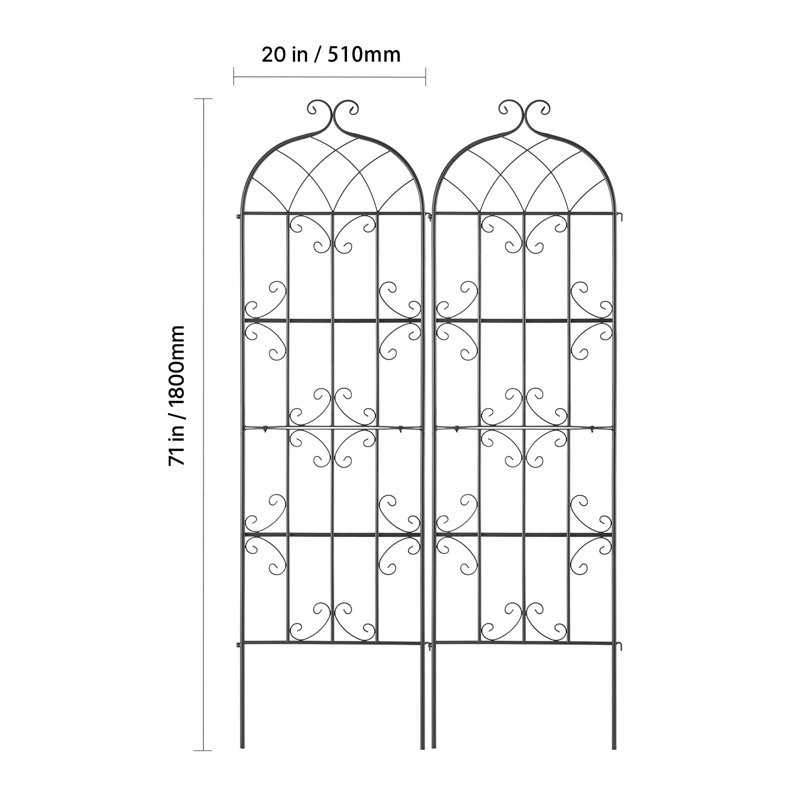 Treillis de jardin en métal pour plante grimpante support antirouille 71 x 20