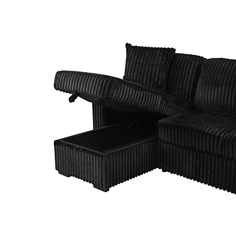 Canapé modulaire avec canapé-lit, Noir