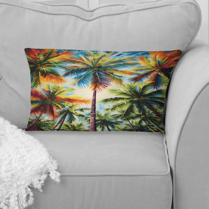 Colorful Palm Trees Collage V - Palms & Palm Trees Printed Throw Pillow