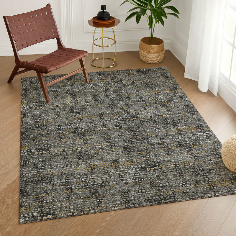 Tapis abstrait intérieur / extérieur lavable à la machine Chantille ACN2641, Noir, 2 pi 6 po x 3 pi 10 po