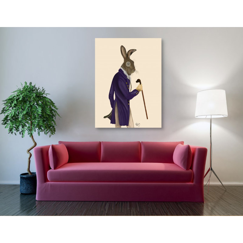 «Hare In Purple Coat» par Fab Funky, art mural sur toile, H 54 po x l 40 po x P 1,5 po