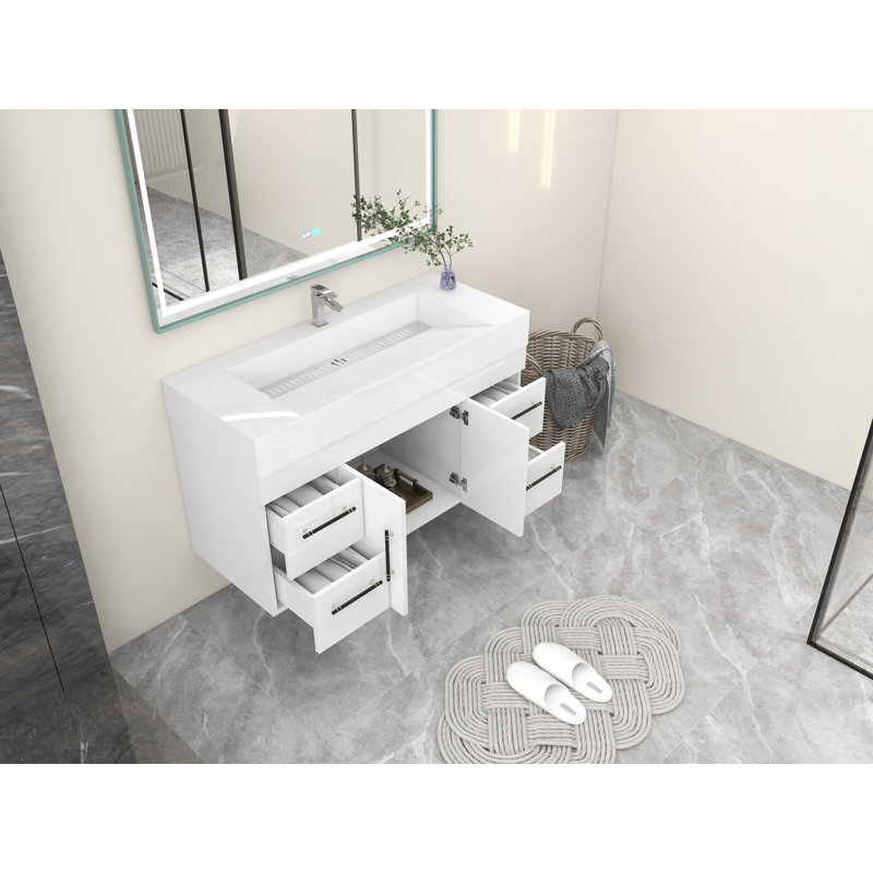 Ensemble de meuble-lavabo simple 48 po, Blanc ultrabrillant