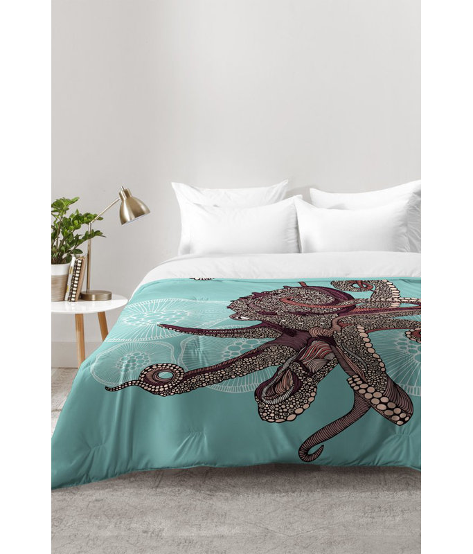 Ensemble d'édredon Octopus Bloom, Édredon pour lit simple TG + 1 taie décorative