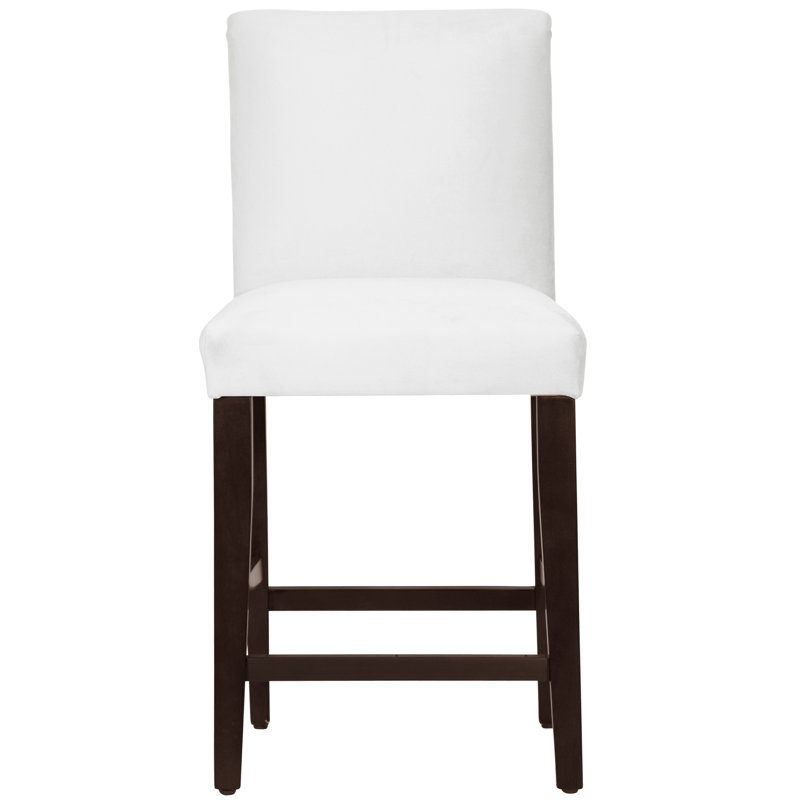 Tabouret de bar et de comptoir Hadrien, Tabouret de comptoir (siège d'une hauteur de 26 p, Espresso, Velours blanc classique