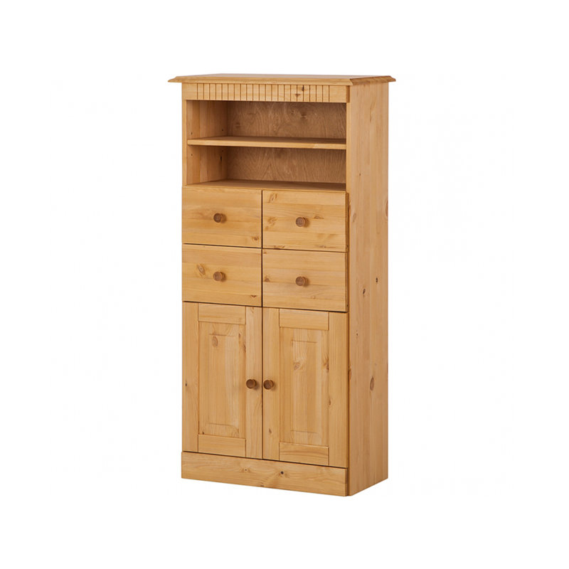 Vernita Solid Wood Freestanding Bathroom Cabinet, Stain Wax