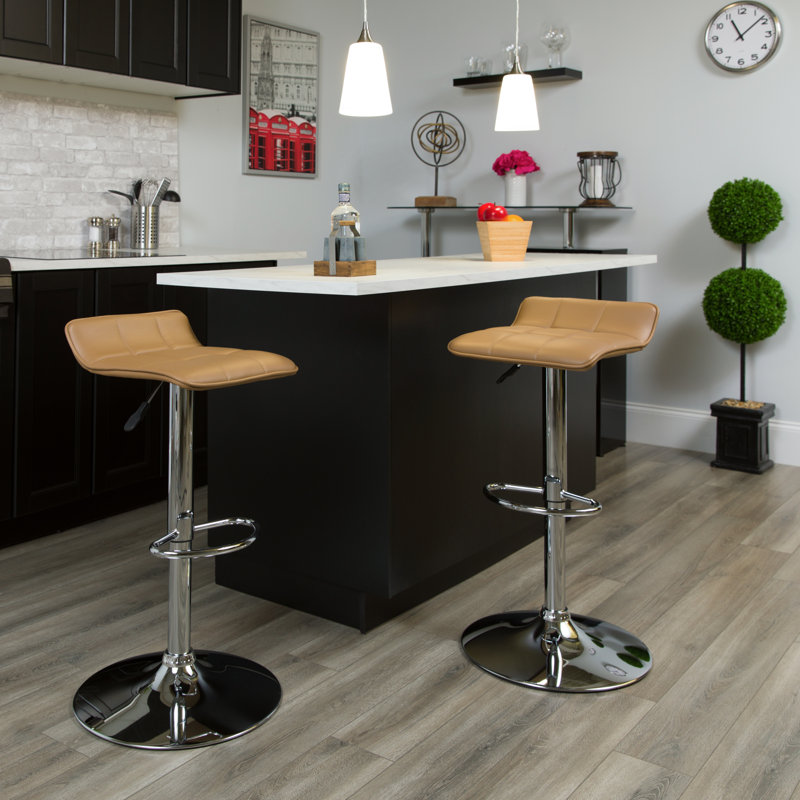 Tabouret de bar en vinyle avec hauteur ajustable Amp, Cappuccino