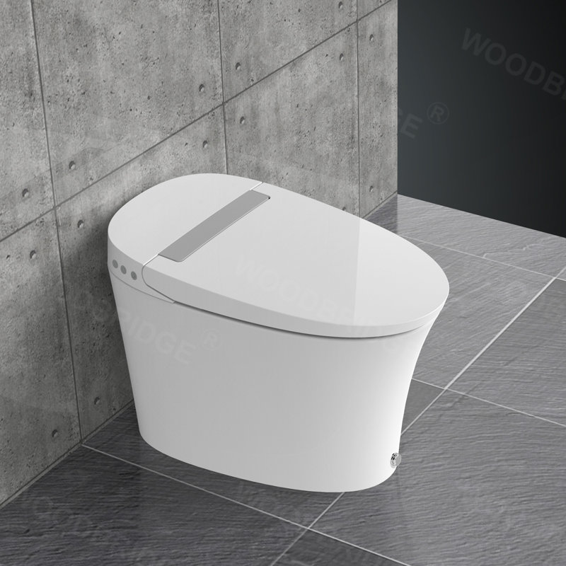 Toilette intelligente à piles avec chasse automatique, chasse au pied et sans fonction de bidet