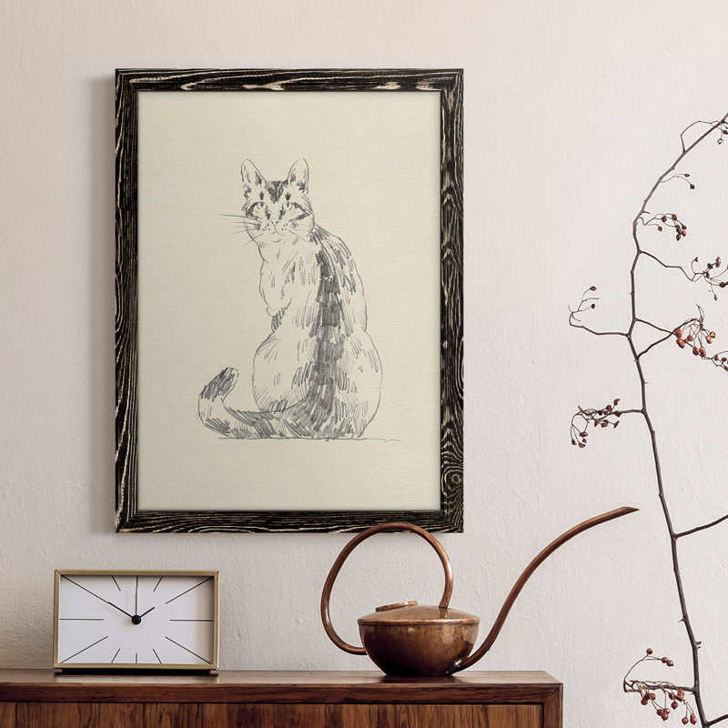 " House Cat V " Painting Print, Black Framed, 20" H x 24" W x 1" D