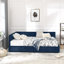Structure de lit capitonnée avec rangement, canapé-lit avec dossier confortable et accoudoirs, lit pour chambre à coucher, salon, velours-349169822