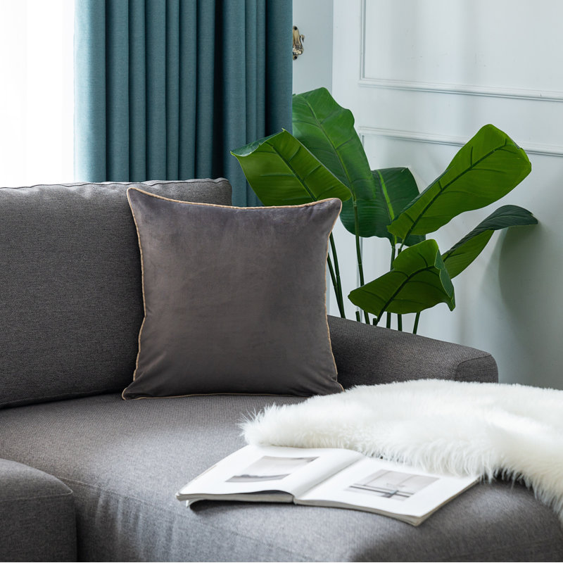 Ensemble de 2 coussins en velours, Anthracite