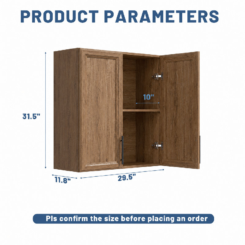 Armoire murale 29,5 "W, H 31,5 po x l 29,5 po x P 12 po, Chêne