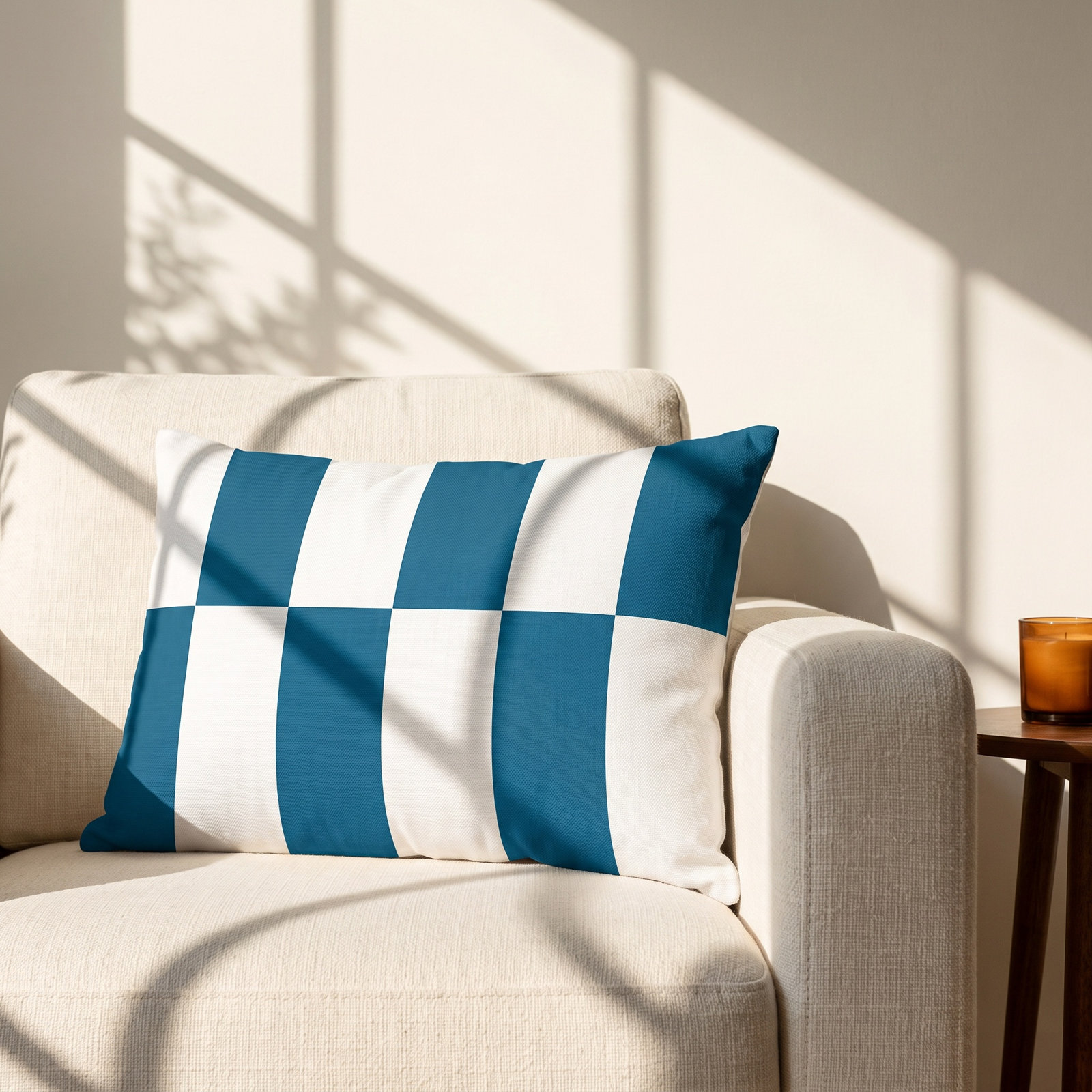 Luella Geometric Indoor/Outdoor Throw Pillow, Turquoise, 14" x 20", Rectangular