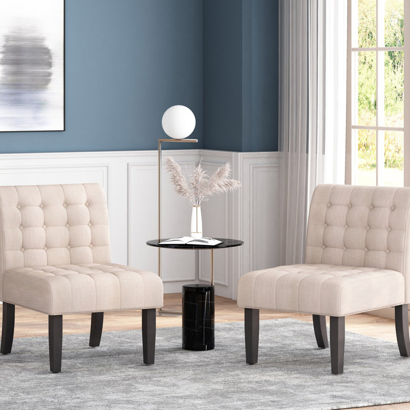 Chaise d'appoint de 2 personnes - siège en tissu beige avec design classique et fabrication stable en bois pour les chaises de patio