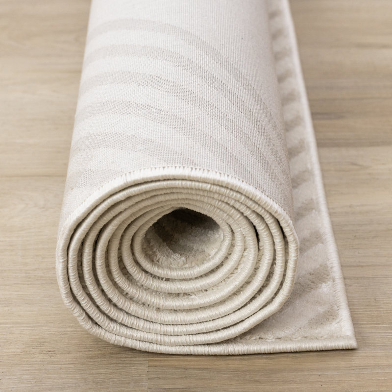 Tapis intérieur crème en polyester Cariad, Rectangle 5 pi 3 po x 7 pi 7 po