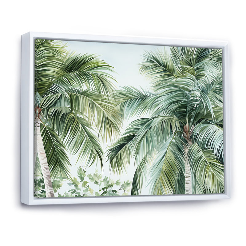 Palmiers sur la plage, impression sur toile, H 12 po x l 20 po x P 1 po, Cadre flottant blanc
