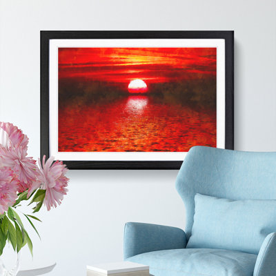 Red And Orange Sunset Above The Sea - Single Picture Frame Painting on MDF