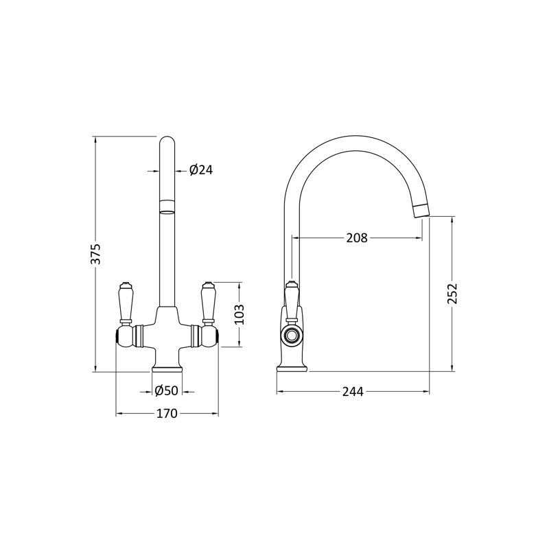 Nuie Kitchen Tap, Brushed Nickel