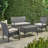 Kd Chat Furniture - 4 Pc Pe & Iron Grey Waterproof Fabric Outdoor 43.29 In. X 27.43 31.13 In Piece Seating And 44 27.5 31.5