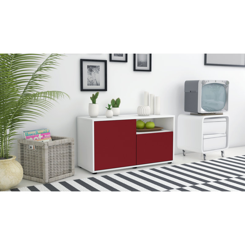 Xzavier 92cm W Chest of Drawers, Red / Matte White