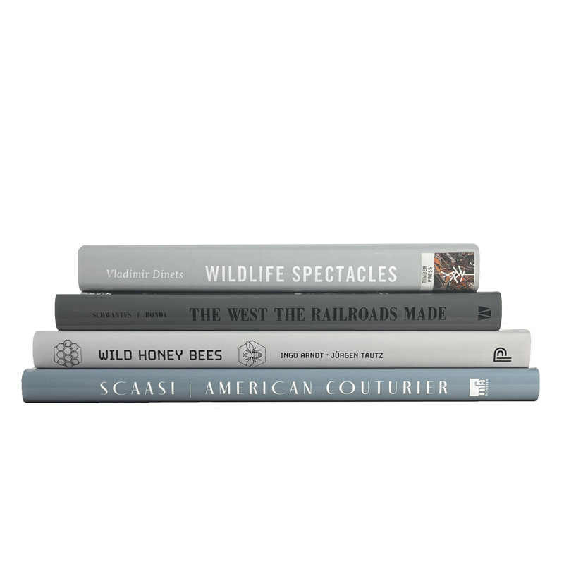 Livres décoratifs - pile de table basse en granit - 4 livres gris