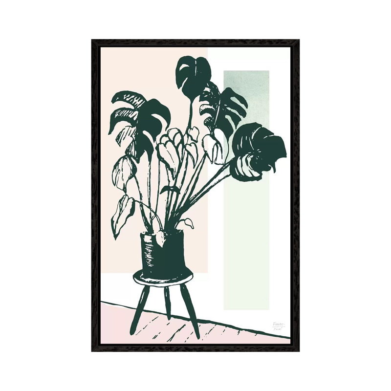 Plant Life - Print on Canvas, 66.04cm H x 45.72cm W x 3.81cm D, Black Floater Framed
