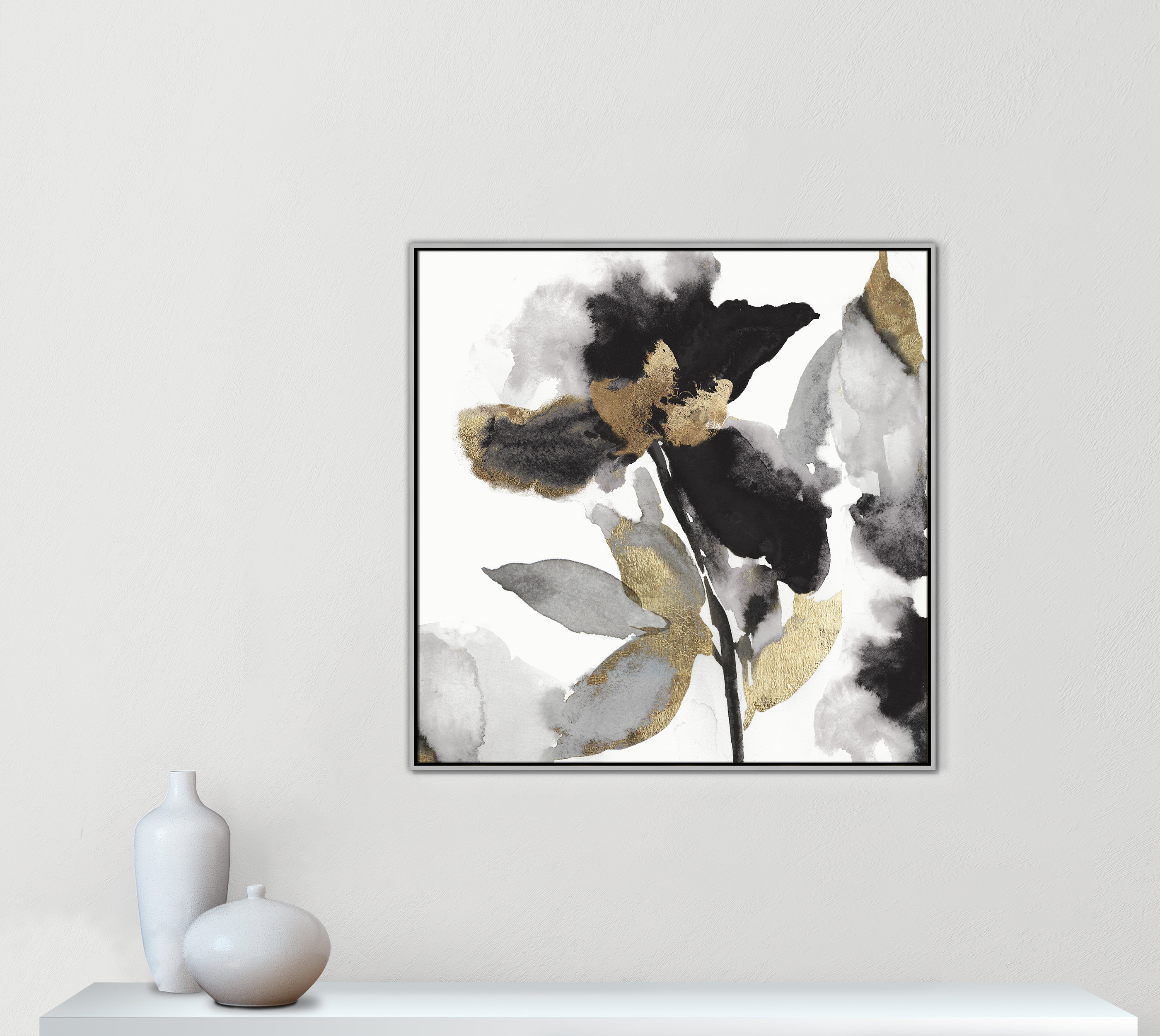 Casa Fine Arts Black Petals Gold Leaves II Print by Asia Jensen | Wayfair