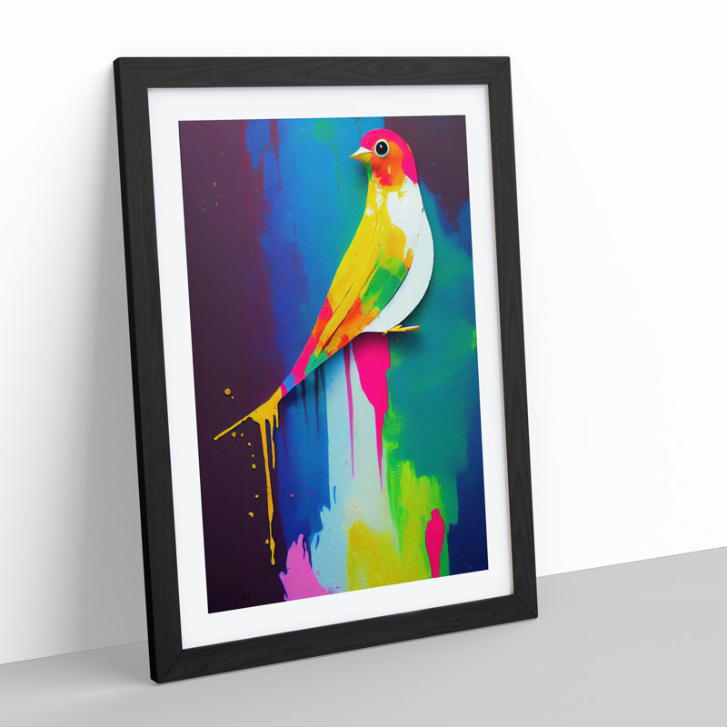 Dripping Bird No.2 Abstract - Single Picture Frame Print, Black, 64cm H x 46cm W x 2cm D
