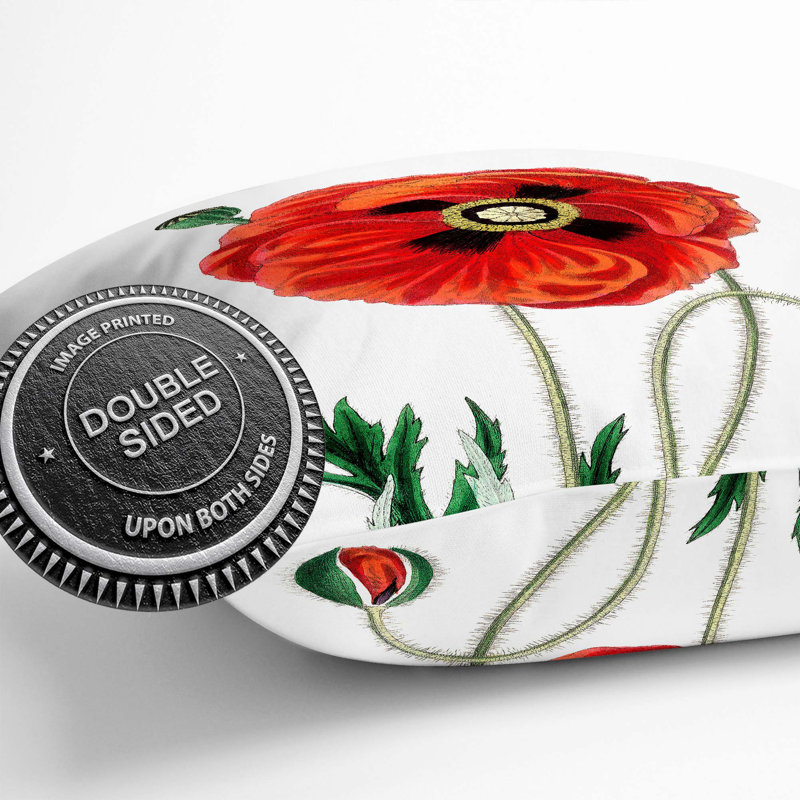 Floral Square Cushion, 40cm H x 40cm W x 15cm D, Red/Green/Yellow